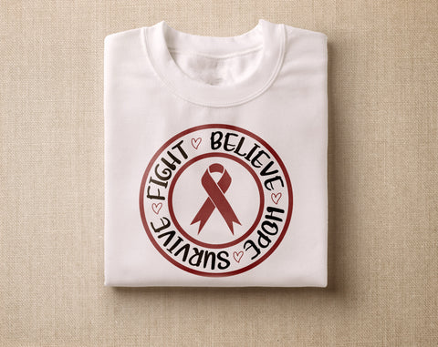 Myeloma Awareness SVG Bundle, 22 Designs, Burgundy Cancer Ribbon SVG SVG HappyDesignStudio 