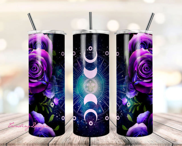 Mysteric Magic Witch Hand and rose Tumbler PNG, 20 oz Skinny Tumbler Sublimation Sublimation TrendingDesign 