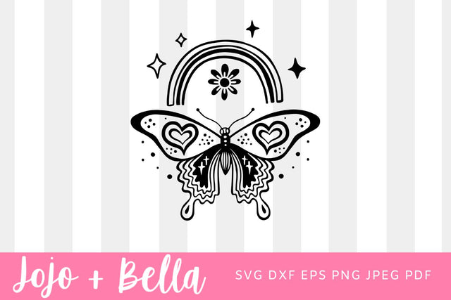 Mystic Butterfly Svg, Magic SVG file, Mystical SVG, Witchcraft Svg, Celestial, Dark Soul Svg, Moon Svg, Boho Svg, Witchy svg file for Cricut SVG Jojo&Bella 