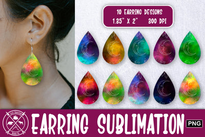 Mystic Moon Earring Sublimation| Teardrop earring png Sublimation Last Frontier Design Co. 