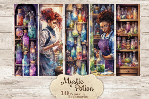 Mystic Potion Printable Bookmarks | Digital Ephemera SVG GlamArtZhanna 