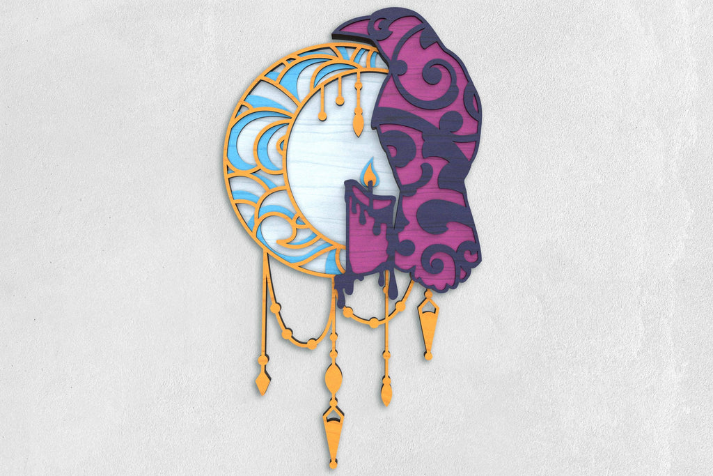 Mystic Raven and Moon layered SVG files - So Fontsy