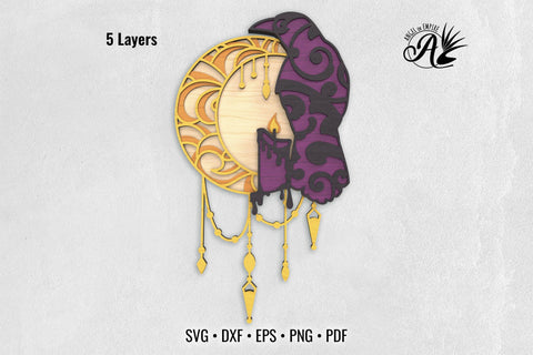 Mystic Raven and Moon layered SVG files SVG Angel on Empire 