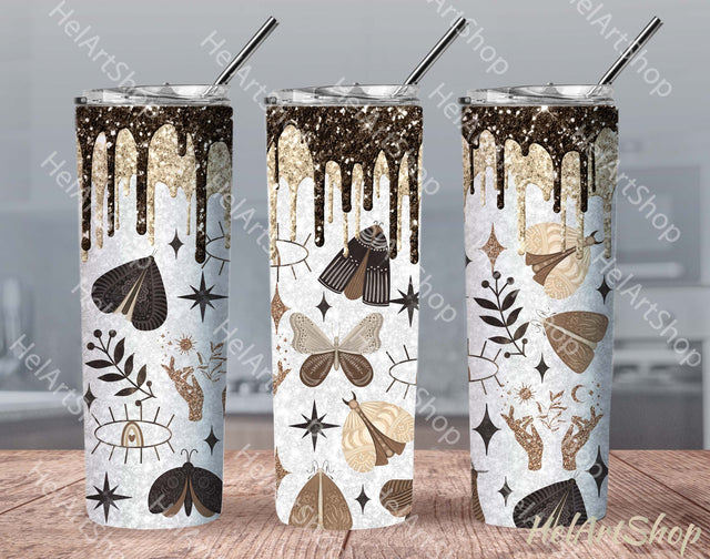 Mystic Tumbler PNG | Moth SKINNY TUMBLER Png Sublimation _HelArtShop_ 