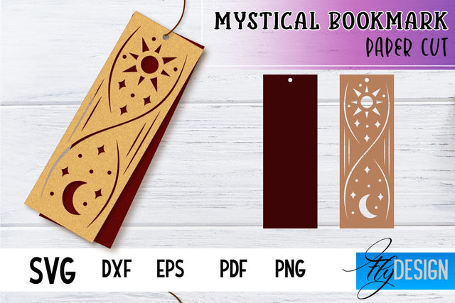 Mystical Bookmark Paper cut SVG | Book Lover SVG Fly Design 
