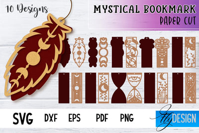Mystical Bookmark Paper cut SVG | Book Lover SVG Fly Design 