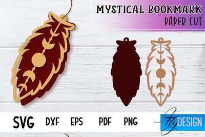 Mystical Bookmark Paper cut SVG | Book Lover SVG Fly Design 