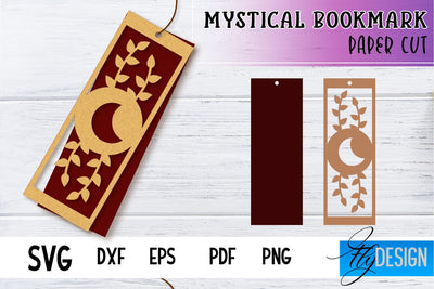 Mystical Bookmark Paper cut SVG | Book Lover SVG Fly Design 