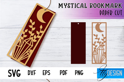 Mystical Bookmark Paper cut SVG | Book Lover SVG Fly Design 