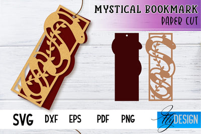 Mystical Bookmark Paper cut SVG | Book Lover SVG Fly Design 