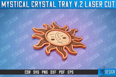 Mystical Crystal Tray Laser Cut SVG | Laser Cut SVG Design | CNC Files SVG Fly Design 