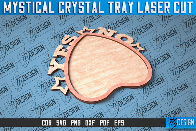 Mystical Crystal Tray Laser Cut SVG | Laser Cut SVG Design | CNC Files SVG Fly Design 