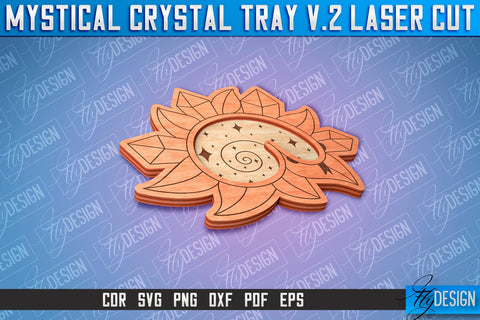 Mystical Crystal Tray Laser Cut SVG | Laser Cut SVG Design | CNC Files SVG Fly Design 