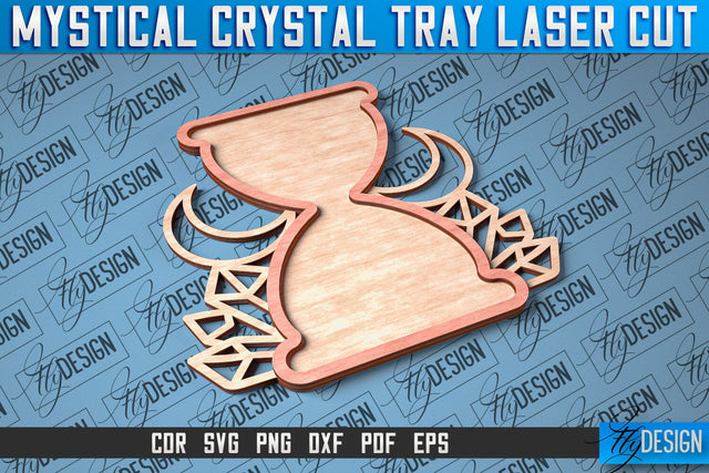 Mystical Crystal Tray Laser Cut SVG | Laser Cut SVG Design | CNC Files SVG Fly Design 