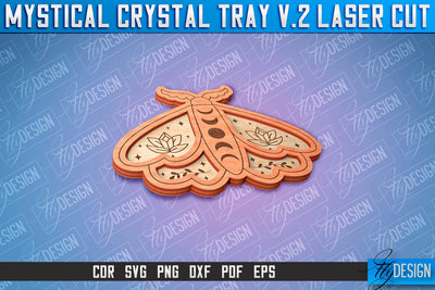 Mystical Crystal Tray Laser Cut SVG | Laser Cut SVG Design | CNC Files SVG Fly Design 