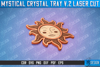 Mystical Crystal Tray Laser Cut SVG | Laser Cut SVG Design | CNC Files SVG Fly Design 