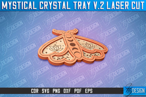 Mystical Crystal Tray Laser Cut SVG | Laser Cut SVG Design | CNC Files SVG Fly Design 