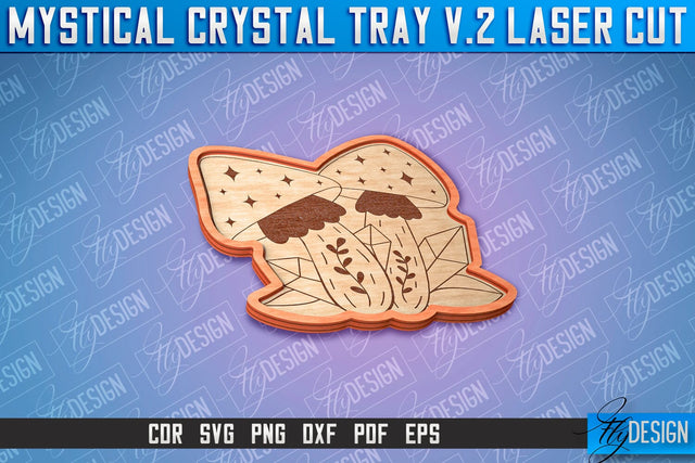 Mystical Crystal Tray Laser Cut SVG | Laser Cut SVG Design | CNC Files SVG Fly Design 