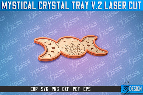 Mystical Crystal Tray Laser Cut SVG | Laser Cut SVG Design | CNC Files SVG Fly Design 