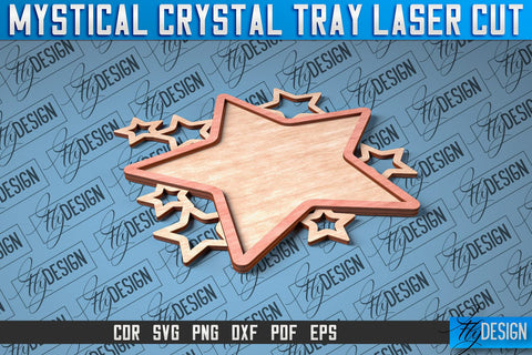 Mystical Crystal Tray Laser Cut SVG | Laser Cut SVG Design | CNC Files SVG Fly Design 