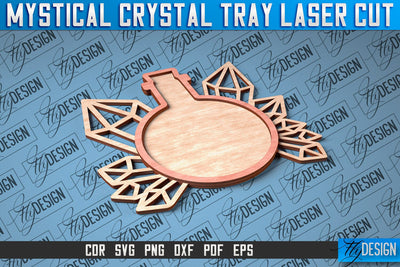 Mystical Crystal Tray Laser Cut SVG | Laser Cut SVG Design | CNC Files SVG Fly Design 