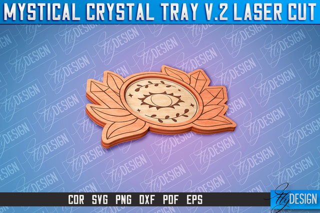 Mystical Crystal Tray Laser Cut SVG | Laser Cut SVG Design | CNC Files SVG Fly Design 