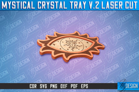 Mystical Crystal Tray Laser Cut SVG | Laser Cut SVG Design | CNC Files SVG Fly Design 