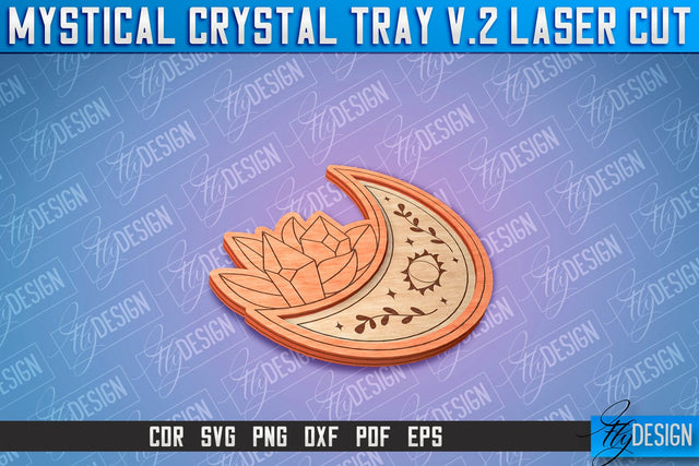 Mystical Crystal Tray Laser Cut SVG | Laser Cut SVG Design | CNC Files SVG Fly Design 