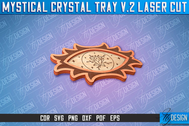 Mystical Crystal Tray Laser Cut SVG | Laser Cut SVG Design | CNC Files SVG Fly Design 