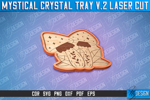 Mystical Crystal Tray Laser Cut SVG | Laser Cut SVG Design | CNC Files SVG Fly Design 