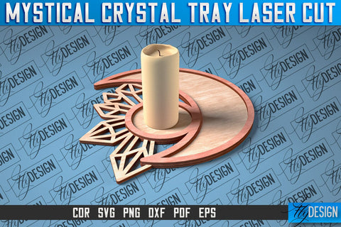 Mystical Crystal Tray Laser Cut SVG | Laser Cut SVG Design | CNC Files SVG Fly Design 