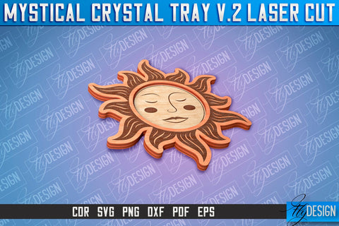 Mystical Crystal Tray Laser Cut SVG | Laser Cut SVG Design | CNC Files SVG Fly Design 