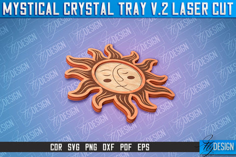 Mystical Crystal Tray Laser Cut SVG | Laser Cut SVG Design | CNC Files SVG Fly Design 