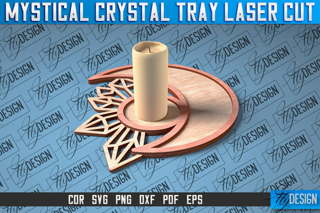 Mystical Crystal Tray Laser Cut SVG | Laser Cut SVG Design | CNC Files SVG Fly Design 
