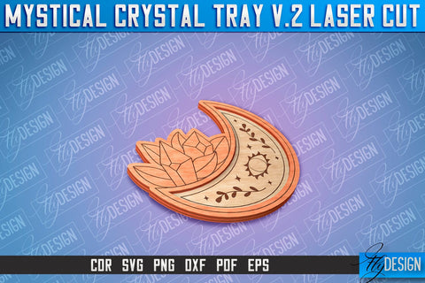 Mystical Crystal Tray Laser Cut SVG | Laser Cut SVG Design | CNC Files SVG Fly Design 
