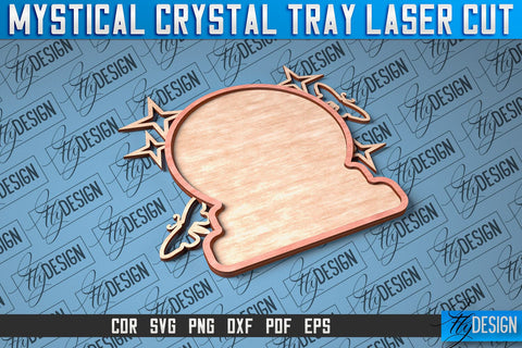 Mystical Crystal Tray Laser Cut SVG | Laser Cut SVG Design | CNC Files SVG Fly Design 