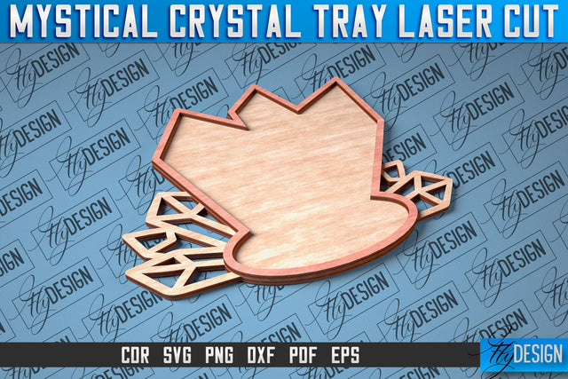 Mystical Crystal Tray Laser Cut SVG | Laser Cut SVG Design | CNC Files SVG Fly Design 
