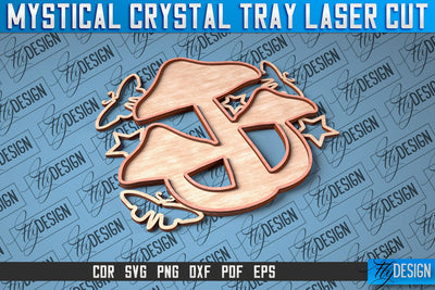 Mystical Crystal Tray Laser Cut SVG | Laser Cut SVG Design | CNC Files SVG Fly Design 
