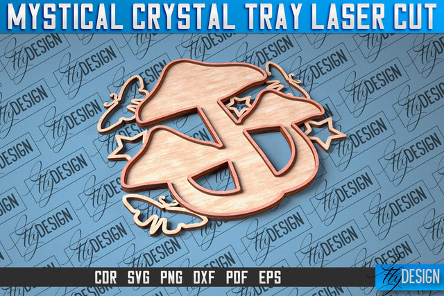 Mystical Crystal Tray Laser Cut SVG | Laser Cut SVG Design | CNC Files SVG Fly Design 