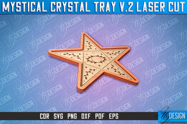 Mystical Crystal Tray Laser Cut SVG | Laser Cut SVG Design | CNC Files SVG Fly Design 