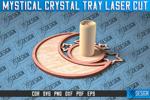 Mystical Crystal Tray Laser Cut SVG | Laser Cut SVG Design | CNC Files SVG Fly Design 