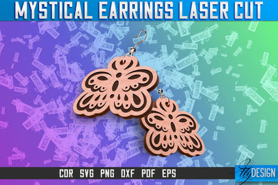 Mystical Earrings Laser Cut SVG | Accessories Laser Cut SVG Design | CNC Files SVG Fly Design 
