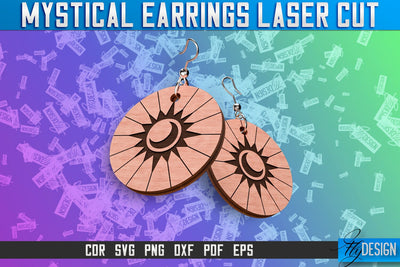 Mystical Earrings Laser Cut SVG | Accessories Laser Cut SVG Design | CNC Files SVG Fly Design 