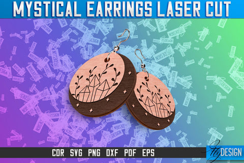 Mystical Earrings Laser Cut SVG | Accessories Laser Cut SVG Design | CNC Files SVG Fly Design 