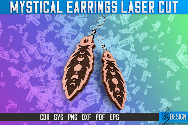 Mystical Earrings Laser Cut SVG | Accessories Laser Cut SVG Design | CNC Files SVG Fly Design 