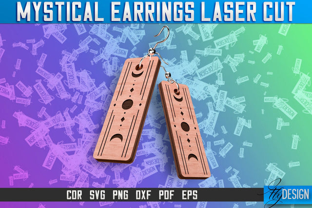 Mystical Earrings Laser Cut SVG | Accessories Laser Cut SVG Design | CNC Files SVG Fly Design 