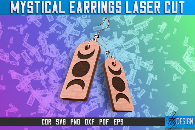 Mystical Earrings Laser Cut SVG | Accessories Laser Cut SVG Design | CNC Files SVG Fly Design 