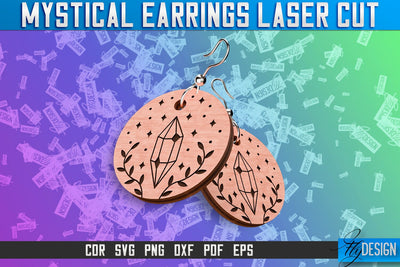 Mystical Earrings Laser Cut SVG | Accessories Laser Cut SVG Design | CNC Files SVG Fly Design 
