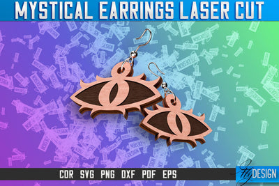 Mystical Earrings Laser Cut SVG | Accessories Laser Cut SVG Design | CNC Files SVG Fly Design 