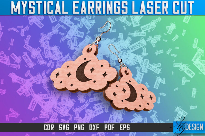 Mystical Earrings Laser Cut SVG | Accessories Laser Cut SVG Design | CNC Files SVG Fly Design 